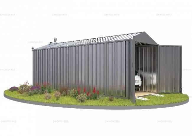Хозблок SKOGGY секционный с двускатной крышей 6 х 2 м, цинковый