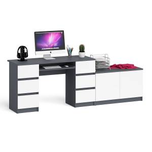 Двухтумбовый компьютерный стол Мори МС-2 с широкой тумбой на 900 цвет графит/белый