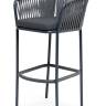 "Бордо" стул барный плетеный из роупа, каркас из стали темно-серый (RAL7024) муар, роуп серый 15мм, ткань темно-серая 027