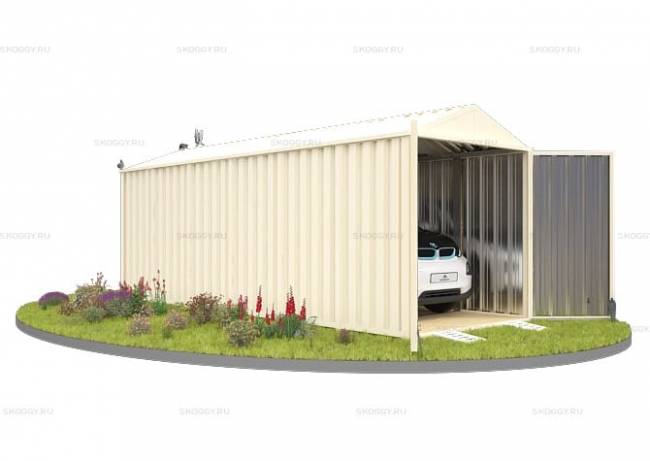 Хозблок SKOGGY секционный с двускатной крышей 6 х 2 м, слоновая кость