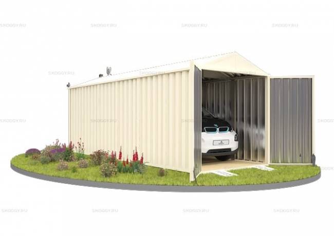 Хозблок SKOGGY секционный с двускатной крышей 6 х 2 м, слоновая кость