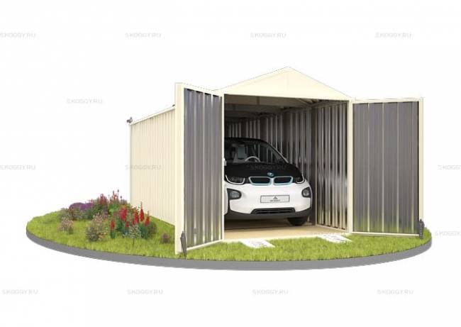 Хозблок SKOGGY секционный с двускатной крышей 6 х 2 м, слоновая кость