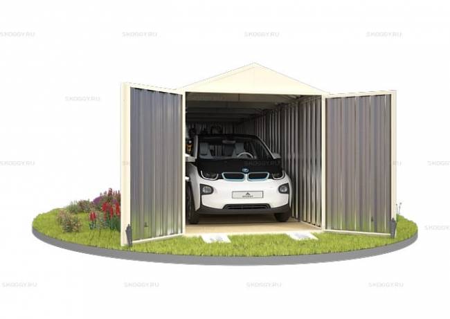 Хозблок SKOGGY секционный с двускатной крышей 6 х 2 м, слоновая кость