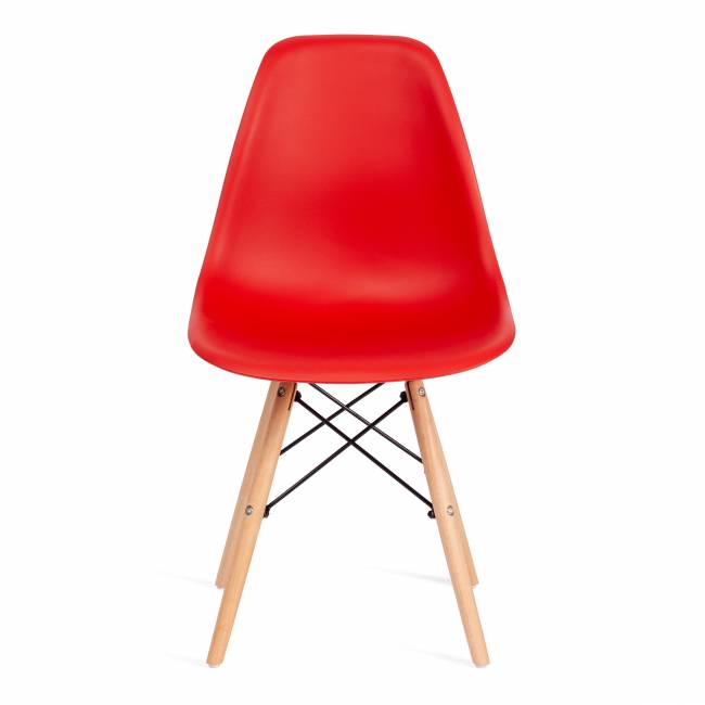 Стул CINDY (EAMES) (mod. 001) дерево бук/металл/сиденье пластик, 51x46x82см, красный/red (Комплект из 4 шт.) красный/red дерево бук/металл/сиденье пластик