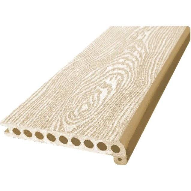 Ступень из ДПК HOLZHOF с тиснением "Кольца дерева", 160*22*4000 мм, слоновая кость