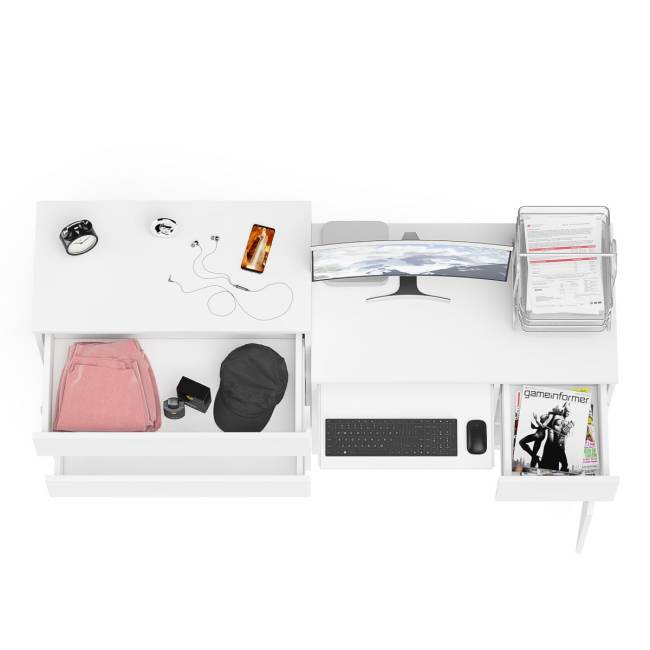 Компьютерный стол Мори МС-1 правый с комодом 4-ре ящика цвет белый Компьютерный стол Мори МС-1 правый с комодом 4-ре ящика цвет белый