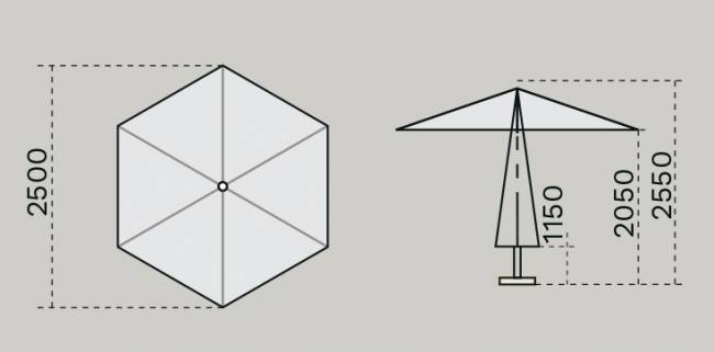 Зонт профессиональный Ø2.5 м Lido Titanium титан, антрацит Ø2500 мм