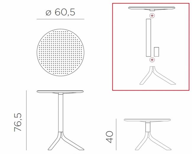 Стол пластиковый обеденный Step + Step Mini агава Ø605х400-765 мм