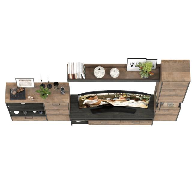 Стенка в гостиную с подсветкой серии Трувор № 21 цвет дуб гранж песочный/интра Стенка в гостиную с подсветкой серии Трувор № 21 цвет дуб гранж песочный/интра