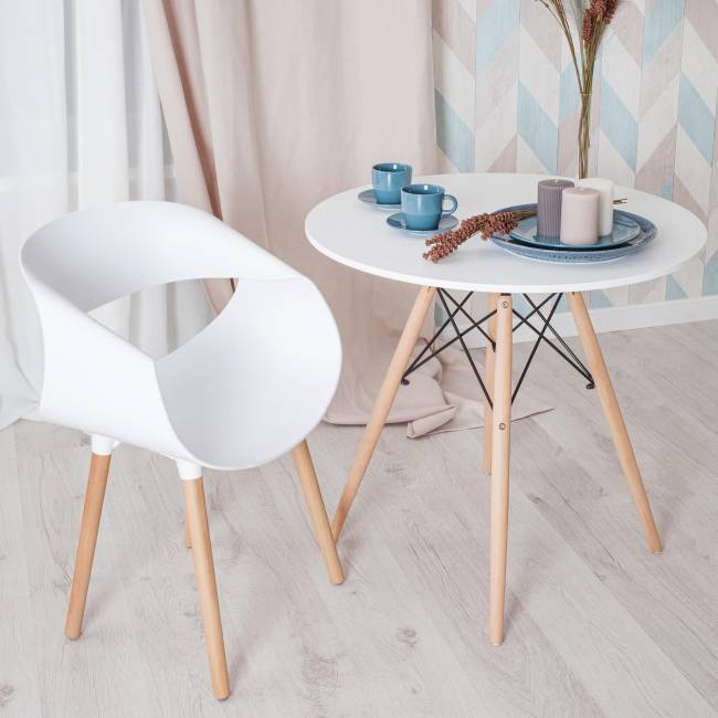 Стул QXX (mod. C1058-1) пластик/дерево, 60 х 53 х 81 см, White (Белый) 70029/ натуральный (Комплект из 4 шт.) белый пластик/дерево Стул QXX (mod. C1058-1) пластик/дерево, 60 х 53 х 81 см, White (Белый) 70029/ натуральный (Комплект из 4 шт.) белый пластик/дерево