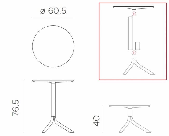 Стол пластиковый обеденный Spritz + Spritz Mini антрацит Ø605х400-765 мм