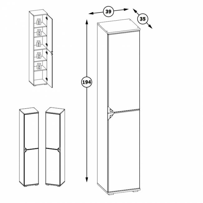 Шкаф Бостон 13.154 цвет дуб эндгрейн элегантный/фасады МДФ милк рикамо софт