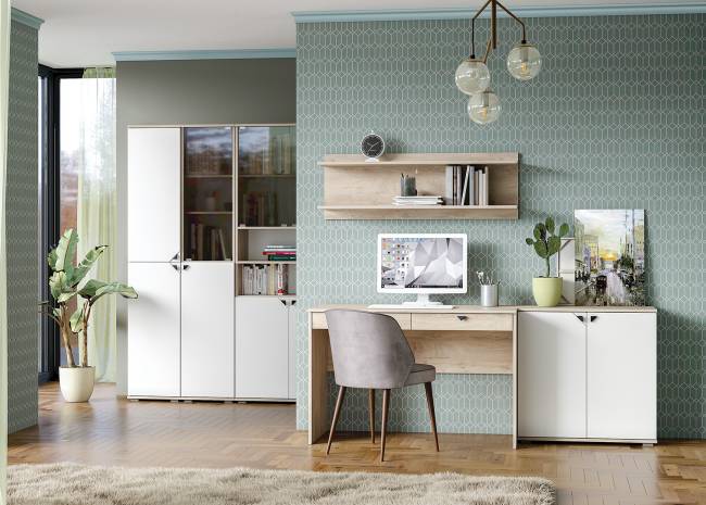 Шкаф Бостон 13.154 цвет дуб эндгрейн элегантный/фасады МДФ милк рикамо софт