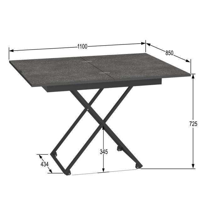 Стол универсальный трансформируемый АНДРЭ Loft ЛДСП терраццо/чёрный Стол универсальный трансформируемый АНДРЭ Loft ЛДСП терраццо/чёрный