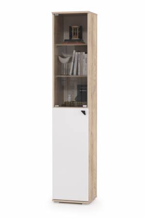 Шкаф Бостон 13.155 цвет дуб эндгрейн элегантный/фасады МДФ милк рикамо софт