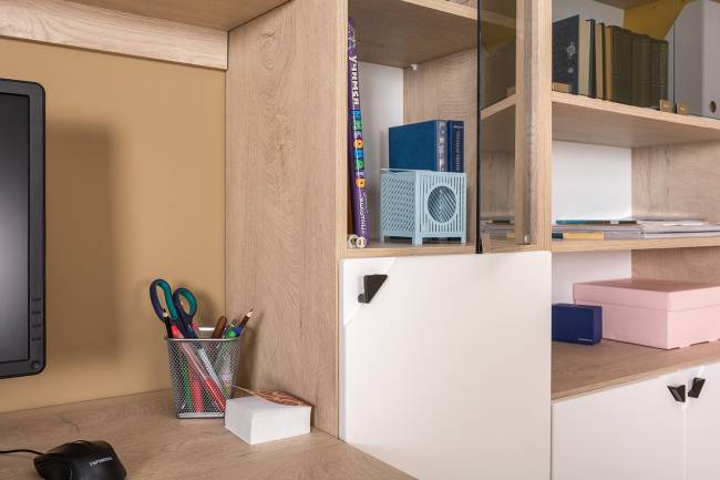 Шкаф Бостон 13.155 цвет дуб эндгрейн элегантный/фасады МДФ милк рикамо софт