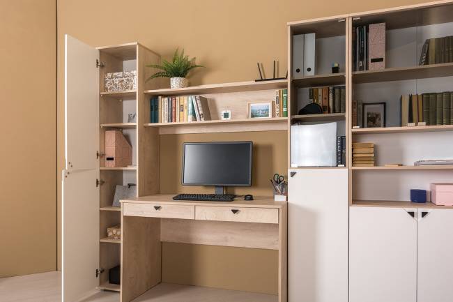 Шкаф Бостон 13.155 цвет дуб эндгрейн элегантный/фасады МДФ милк рикамо софт