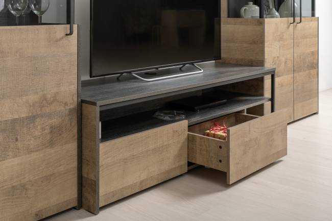 Стенка для гостиной с подсветкой Трувор № 24 цвет дуб гранж песочный/интра Стенка для гостиной с подсветкой Трувор № 24 цвет дуб гранж песочный/интра