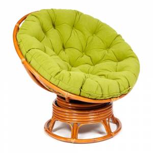 Кресло-качалка PAPASAN/ПАПАСАН w 23/01 B /с подушкой/ 115х78х104 см, Cognac (коньяк), флок Олива, 23 Cognac (коньяк)