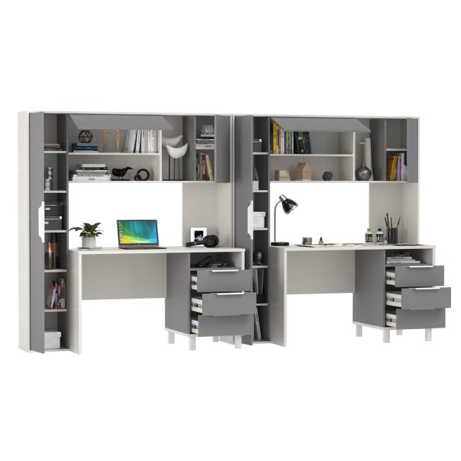 Домашний офис для двоих человек Комфорт 12.95N цвет белый премиум/серый шифер