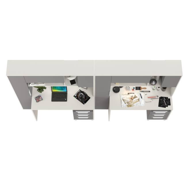 Домашний офис для двоих человек Комфорт 12.95N цвет белый премиум/серый шифер