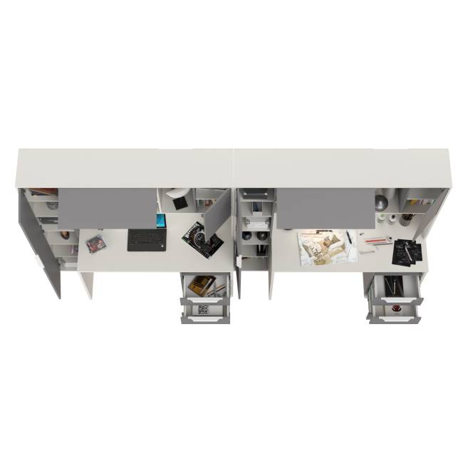 Домашний офис для двоих человек Комфорт 12.95N цвет белый премиум/серый шифер