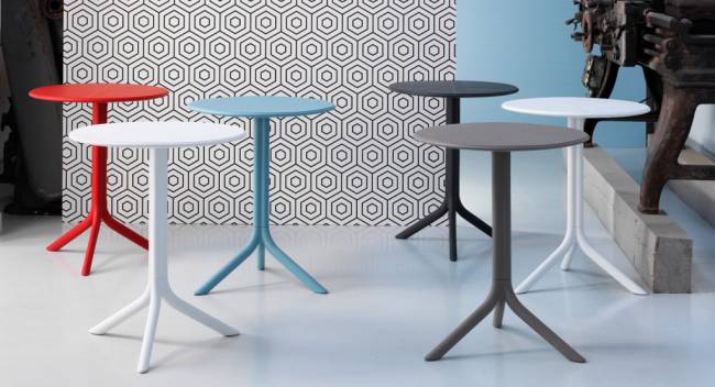 Стол пластиковый обеденный Spritz + Spritz Mini агава Ø605х400-765 мм