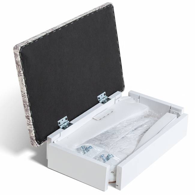 Банкетка Ретро М с ящиком белый, ткань меркурий