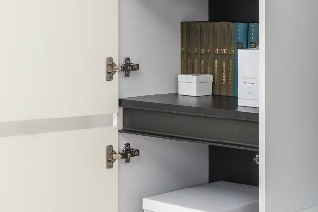 Стенка в гостиную Сидней № 22 цвет белый/чёрный/фасады МДФ белый глянец Стенка в гостиную Сидней № 22 цвет белый/чёрный/фасады МДФ белый глянец