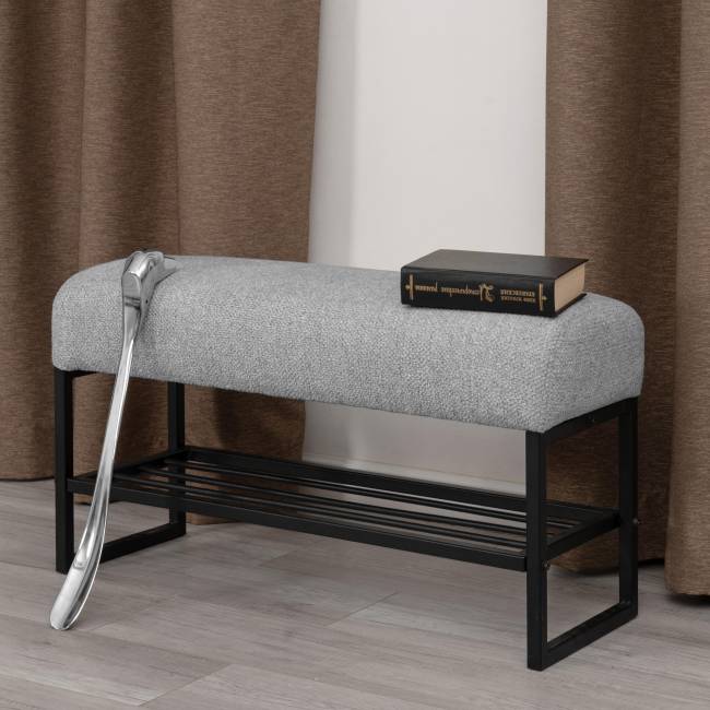 Банкетка-обувница Charli Lux/Чарли Люкс велюр/букле, VT shape silver серый велюр/букле