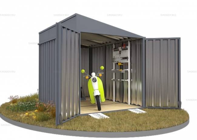 Хозблок SKOGGY секционный с односкатной крышей 3 х 2 м, брутальный серый