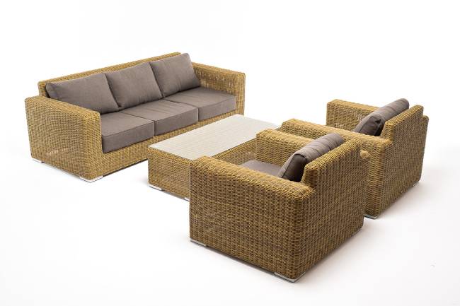 "Боно" лаунж-зона из искусственного ротанга, цвет соломенный "Боно" лаунж-зона из искусственного ротанга, цвет соломенный