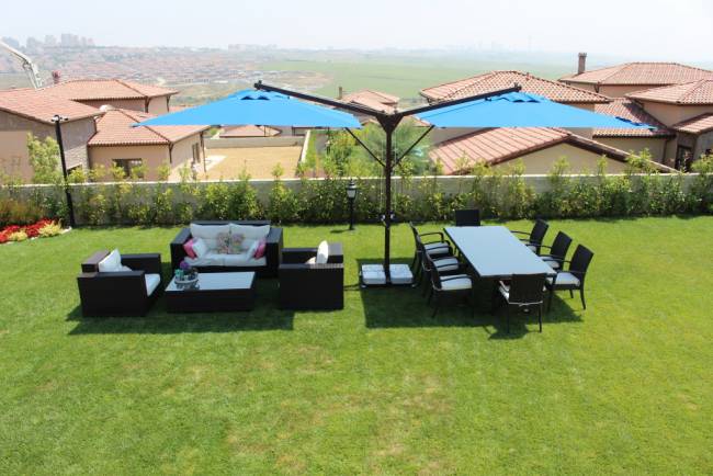 Зонт профессиональный двухкупольный 6х3 м Double Banana T бежевый 6000х3000 мм