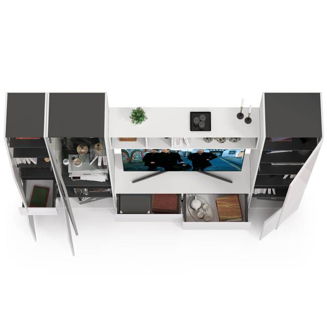 Сидней Комплектация № 25 цвет белый/чёрный/фасады МДФ белый глянец Сидней Комплектация № 25 цвет белый/чёрный/фасады МДФ белый глянец