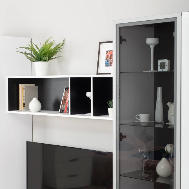 Сидней Комплектация № 25 цвет белый/чёрный/фасады МДФ белый глянец Сидней Комплектация № 25 цвет белый/чёрный/фасады МДФ белый глянец