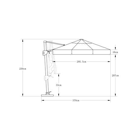 Зонт квадратный от солнца на боковой опоре 3,0 м