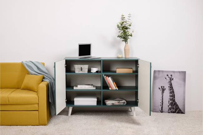 Комод-тумба Либера 16.230.01 цвет пасифай/белый, фасады с рисунком Тропический лес