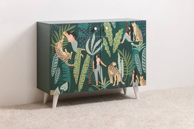 Комод-тумба Либера 16.230.01 цвет пасифай/белый, фасады с рисунком Тропический лес