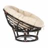 Кресло PAPASAN/ПАПАСАН 23/01 W  /с подушкой/ диаметр подушки 129 см, 115х101х104 см, Antique brown (античный черно-коричневый), ткань Старт