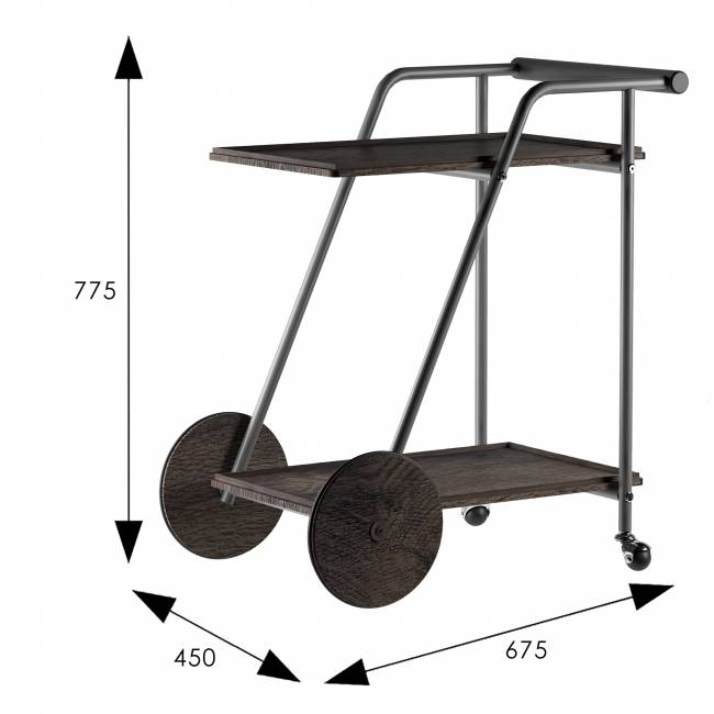 Стол сервировочный Оди металлик/эбеновое дерево/дуб маррон