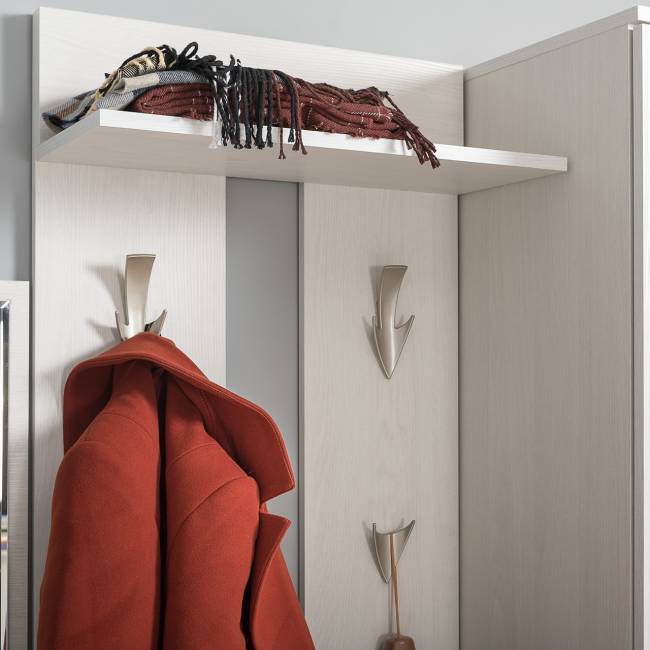 Тумба с вешалкой для верхней одежды и тумба-комод Ника цвет ясень анкор светлый Тумба с вешалкой для верхней одежды и тумба-комод Ника цвет ясень анкор светлый