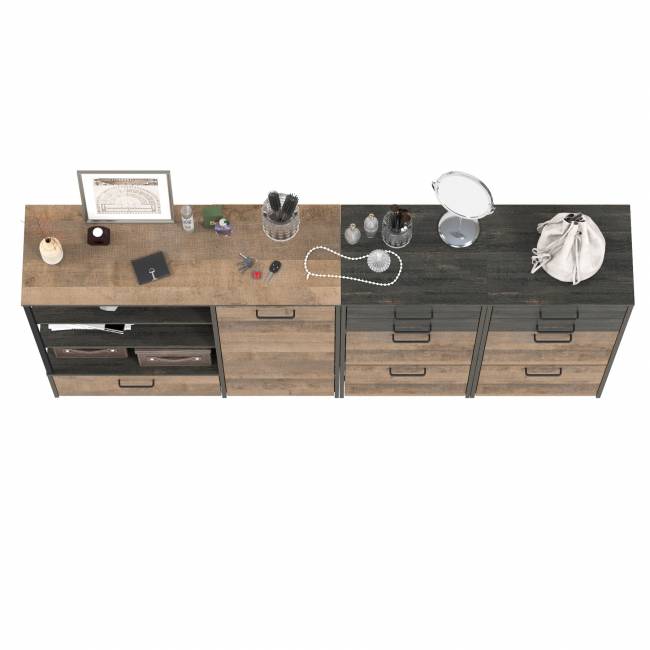 Две высоких тумбы для обуви и тумба-комод Трувор цвет дуб гранж песочный/интра