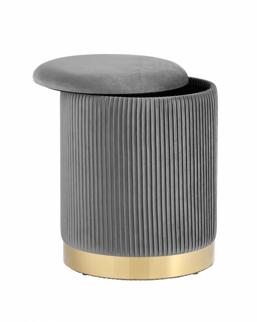 Пуф Шарлотта с ящиком велюр серый