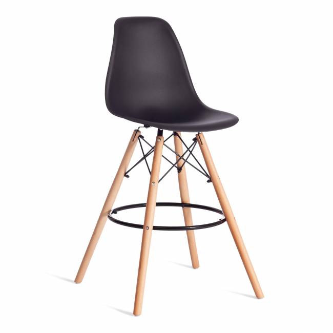 Стул барный Cindy Bar Chair (mod. 80-1) / 1 шт. в упаковке дерево бук/металл/пластик, 50 х 51 х 109 см, Black (Черный) 3010/ натуральный черный
