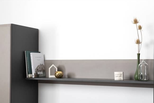 Два пенала Сидней с выдвижными ящиками и тумба для телевизора с двумя полочками цвет антрацит/МДФ веллюто капучино Два пенала Сидней с выдвижными ящиками и тумба для телевизора с двумя полочками цвет антрацит/МДФ веллюто капучино