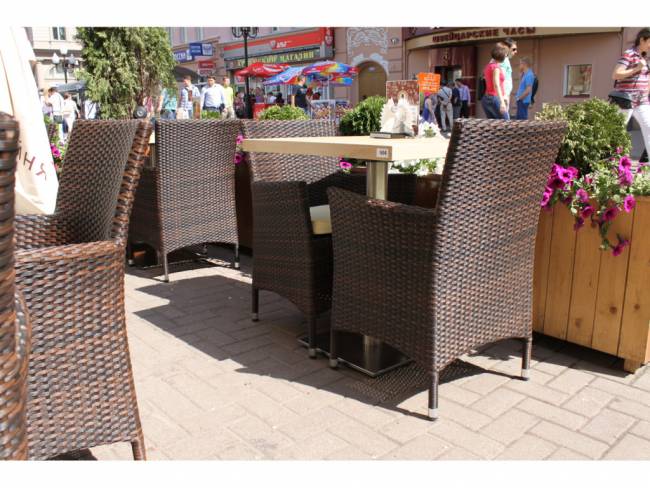 Кресло плетеное с подушкой GS 909 коричневый, бежевый 600х510х850 мм