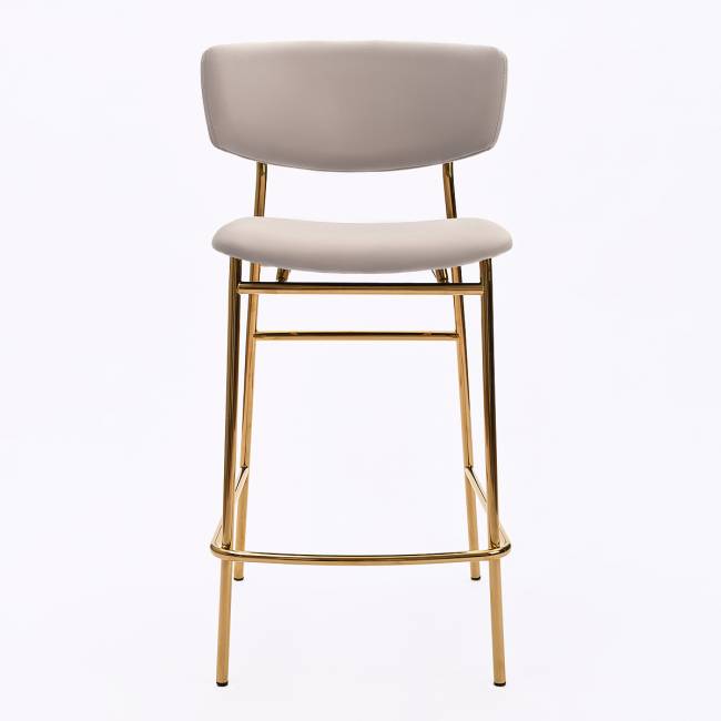 Дизайнерский полубарный стул Marko латте, основание золото