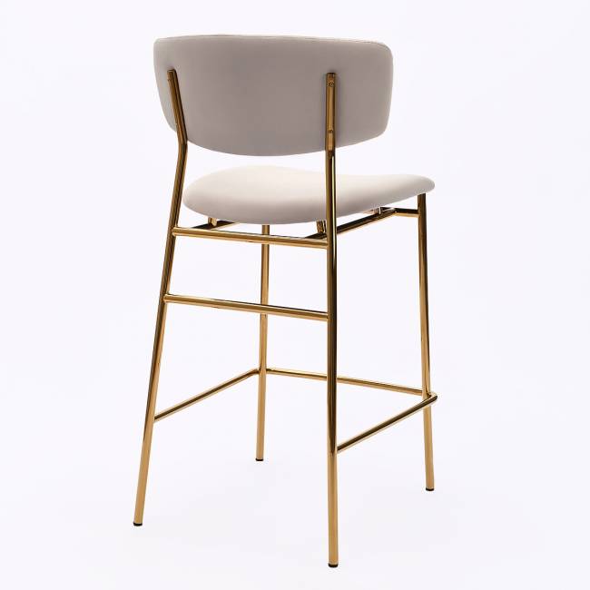 Дизайнерский полубарный стул Marko латте, основание золото
