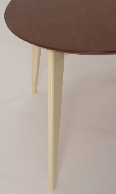 Стол обеденный круглый Сканди К100, слоновая кость/орех