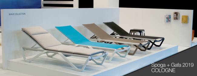 Шезлонг-лежак металлический Wave белый, антрацит 1910х715х300 мм